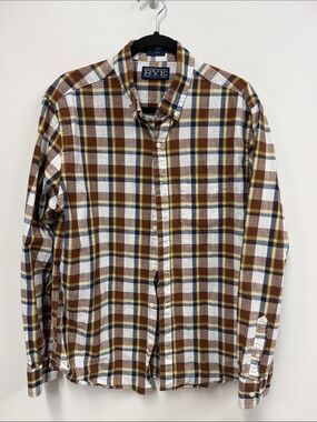 RYE Men's Brown Plaid Button-Down Shirt